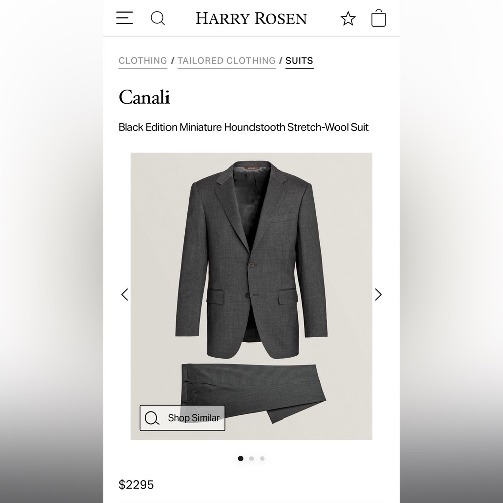 NEW men’s CANALI ITALIAN 50R suit. Black/Charcoal Grey. 40” waist